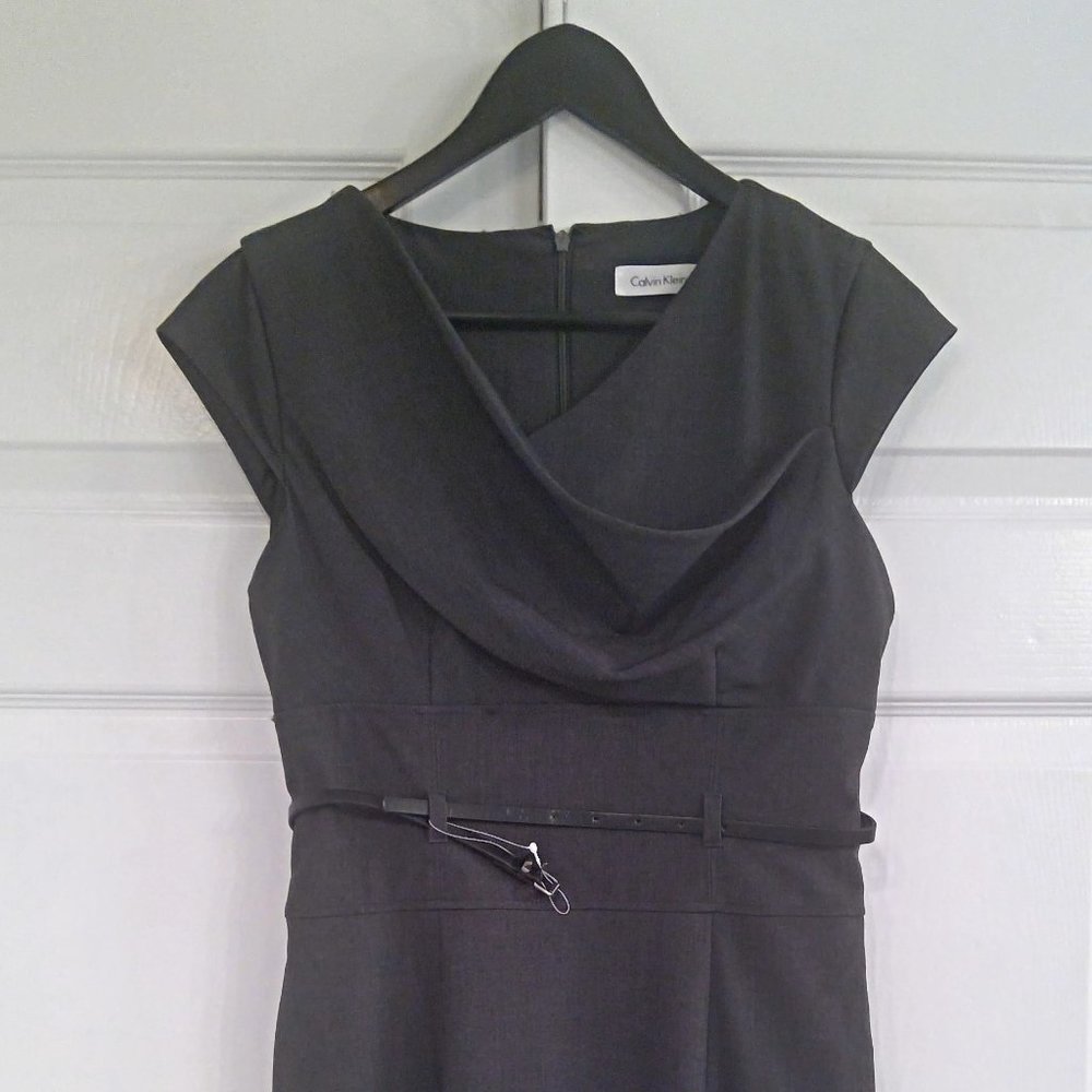 Grey Origami Cap Sleeve Work Dress